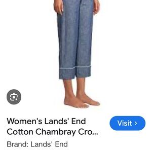 Lands' End Women's Blue Chambray Cropped Pants